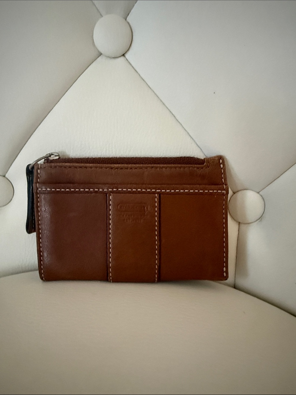 Coach Vintage 1941 Brown Leather Zip Coin Card Holder Mini Wallet
